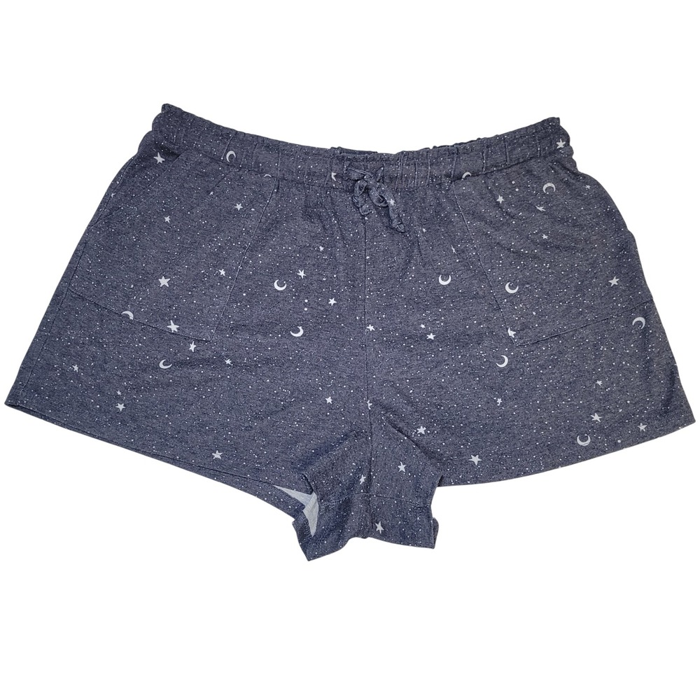 Stars and Moon Celestial Print Pajama Shorts‎ Womens XL Navy Blue LT101086BK